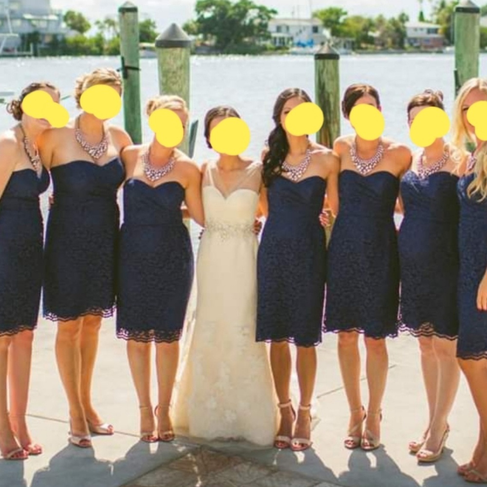 David's Bridal strapless bridesmaid's dress